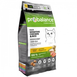 ProBalance корм сух.д/кошек 8 кг Sensitive с чувств.пищев. с курицей и рисом АКЦИЯ -15%