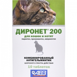 Диронет 200 д/кош и котят 10таб.