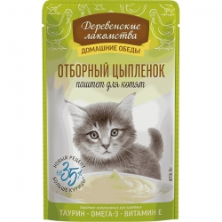 Деревенские лакомства д/котят пауч Отборный цыпленок паштет 70г