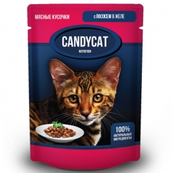 CANDYCAT влаж.д/кошек 85г с лососем в желе СРОК РЕАЛ 24.09.26н