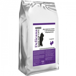 Delicana сух.д/кошек 8кг с чувств. пищеварением, индейка АКЦИЯ -10%