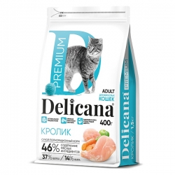 Delicana сух.д/кошек 0,4 кг кролик БРЕНД АКЦИЯ -20%