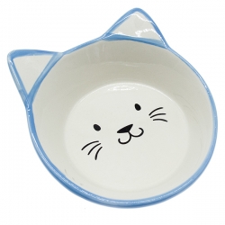 Миска керам 0,15л голубая 12*13*7,5см на ножках Мордочка кошки №1 SALE