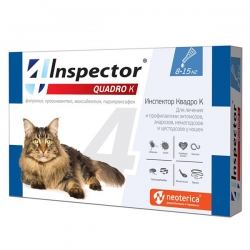 Inspector Quadro капли от вн. и внут. паразит д/кош 8 - 15 кг СРОК РЕАЛ 05.26