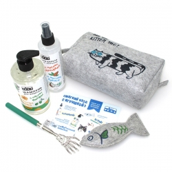 Eva PETS Набор в косметичке ^Мягкий уход с игрушкой^ (спрей от колтунов+шампунь+спиночес+игрушка)