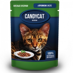 CANDYCAT влаж.д/кошек 85г с кроликом в желе