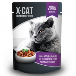 X-CAT влаж.д/кошек 85г курица и кролик