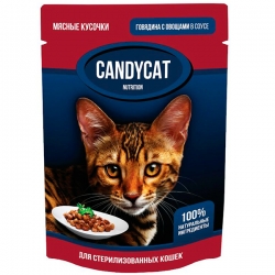 CANDYCAT влаж.д/ стерил.кошек 85г. с говядиной и овощами в соусе 24.09.26н