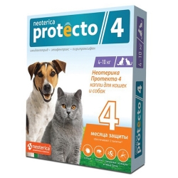 PROTECTO капли п/блох для кошек и собак 4-10кг(2 пипетки)
