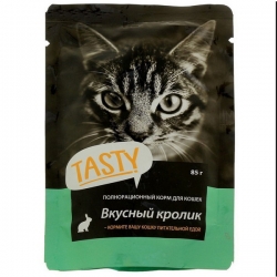 Tasty  влаж.д/кошек 85г кролик в желе