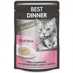 Best Dinner Exclusive мусс с телятиной. д/кош. и котят 85г