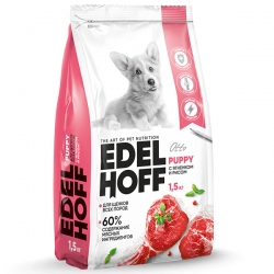 Edelhoff сухой д/щенков всех пород ЯГНЕНОК/РИС 1,5кг АКЦИЯ-20%