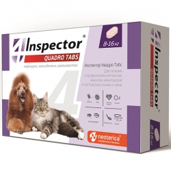 Inspector Quadro Tabs  таблетки  от вн. и внутр. паразит для кошек и собак 8 - 16 кг Б/М до 03.27