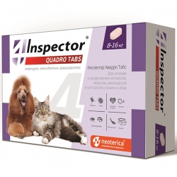 Inspector Quadro Tabs  таблетки  от вн. и внутр. паразит для кошек и собак 8 - 16 кг