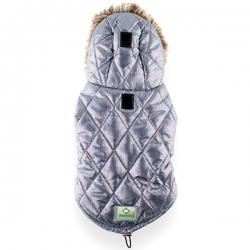 Куртка утепленная с капюшоном на меховой подкладе серая XS дл28, гш46*33, N1 SALE