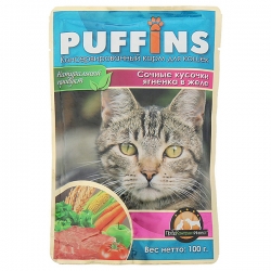 PUFFINS влаж.д/кошек 100г в желе ягненок