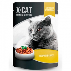 X-CAT влаж.д/кошек 85г курица и телятина в соусе