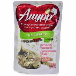 Амурр влаж д/кошек 100гр в соусе Утка с морковью