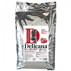 Delicana сух.д/собак средних пород 15кг говядина