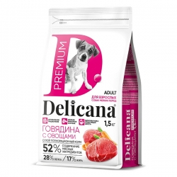 Delicana сух.д/собак мелких  пород 1,5 кг Говядина с овощами бренд