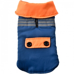 Куртка на флисовой подкладке, водонепрониц. светоотраж. полосы, синяя с оранжевым, L 45см Pet-it