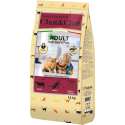Chat & Chat Expert Premium сухой корм д/кошек 14 кг с говядиной и горохом