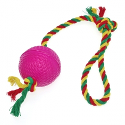 СуперМяч ^Сибирский пес^  на х/б веревке с ручкой БОЛЬШОЙ