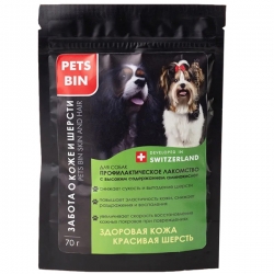 PETS BIN Skin and Hair забота о коже и шерсти Лиофилизат гигантского кальмара для собак,1/70г