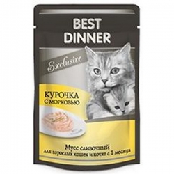 Best Dinner Exclusive мусс кур/морк. д/кош. и котят 85г