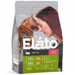 Elato Holistic корм для взрослых кошек с ягненком и олениной, 300г