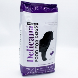 Delicana сух.д/собак средних пород 2кг индейка с овощами