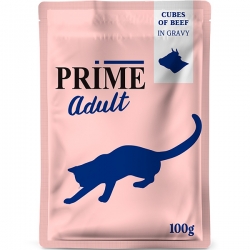 PRIME для кошек Кусочки из говядины в бульоне пауч 100г