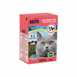 BOZITA Tetra Pac д/кош конс 190г Мясной микс кус.в соусе