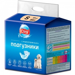 Подгузники д/собак,кошек 3-6 кгразмер S 10шт Cliny