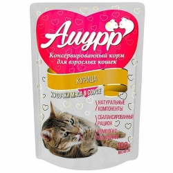 Амурр влаж д/кошек 100гр в соусе Курица