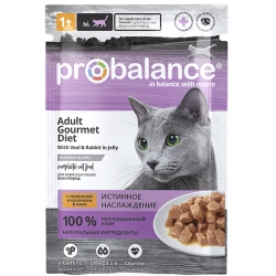 ProBalance влаж.д/кошек 85г Gourmet Diet телятина/кролик в желе АКЦИЯ -12%