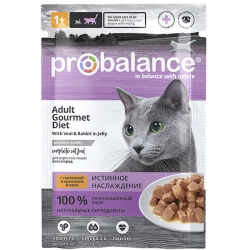 ProBalance влаж.д/кошек 85г Gourmet Diet телятина/кролик в желе