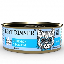 Best Dinner Exclusive VET PROFI Renal ^Ягненок с рисом^, д/кошек 100г паштет