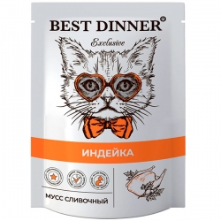 Best Dinner Exclusive мусс с индейкой д/кош. и котят 85г срок реал.12.07.26г