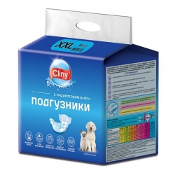 Подгузники д/собак,кошек 25-40 кг размер XХL 6шт Cliny