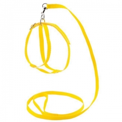 Комплект синтет. поводок 12мм*120см + шлейка-восьмерка об.шеи max 25см, желтый