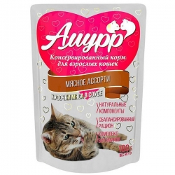 Амурр влаж д/кошек 100гр в соус Мясное ассорти