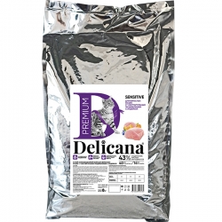 Delicana сух.д/кошек 8кг с чувств. пищеварением, индейка