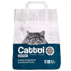 Наполнитель Cattoi Premium 5 кг минеральный комкующийся,бумажный пакет