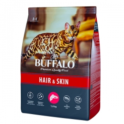 Mr.Buffalo  сухой корм д/кошек ADULT HAIR & SKIN 1,8 кг лосось