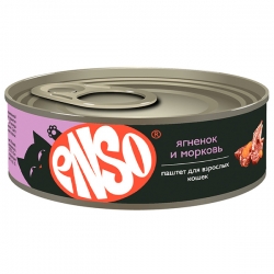 ENSO Корм конс полнор д/кошек, паштет с ягненком и морковью, ж/б 100г