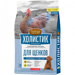 Деревенские лакомства Холистик Премьер сух.корм д/щен.7 кг Курица с рисом