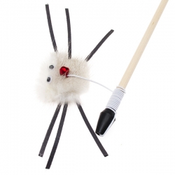 Дразнилка-удочка Паучок из норки с кожан.лапками 50см дер.палочка Кот Лукас