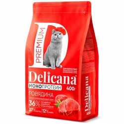 Delicana сух.д/кошек Монопротеин 0.4кг кастрированных и стерилизованных, Говядина бренд