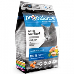 ProBalance корм сух.д/кошек 400г стерил.и кастрир.Sterilized с курицей АКЦИЯ -15%